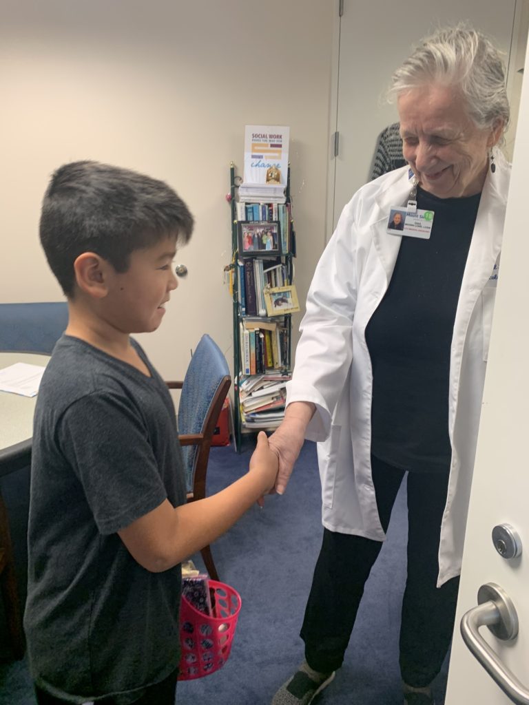 Brandon meeting Gail Brown at Mount Sinai in 2018
